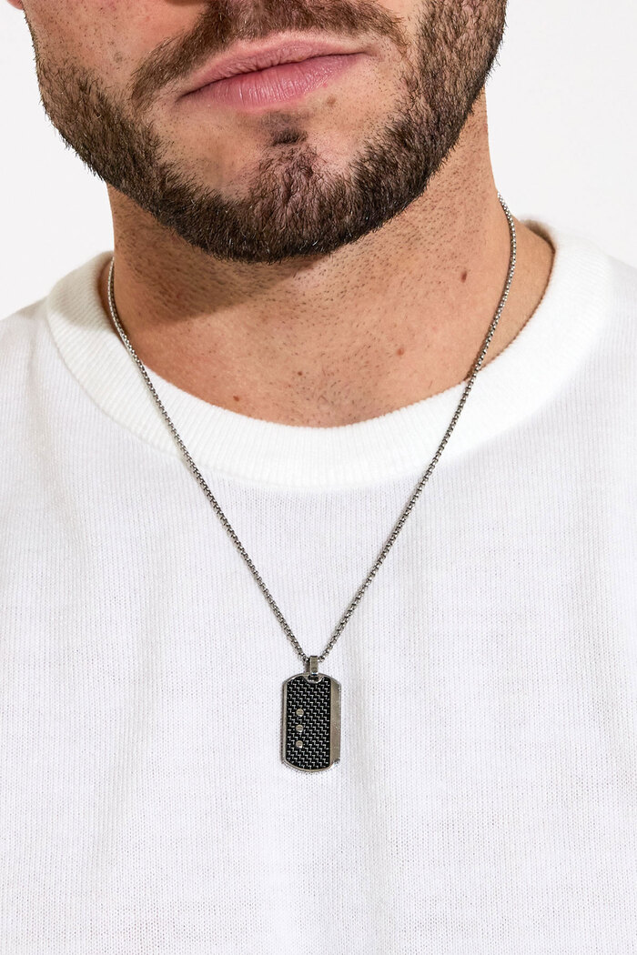 Men's necklace black charm - silver Picture3
